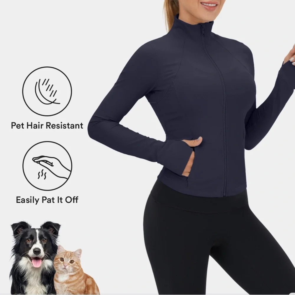 Halara Patitoff Flow Pet Hair Resistant Full Zip Cropped Jacket Inkling Blue L - Picture 1 of 5